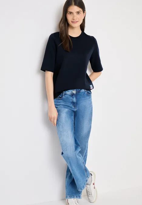 Kurzarm Sweatshirt mit Backprint universal blue