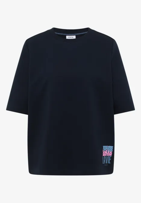 Kurzarm Sweatshirt mit Backprint universal blue