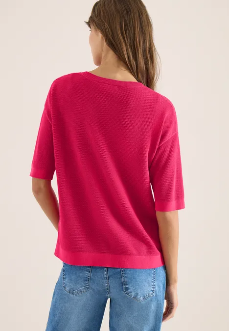 Pull à manches courtes structuré beetroot pink
