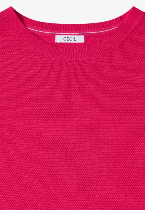 Pull à manches courtes structuré beetroot pink