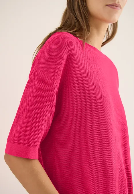Pull à manches courtes structuré beetroot pink