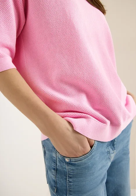 Pull à manches courtes structuré light blush rose