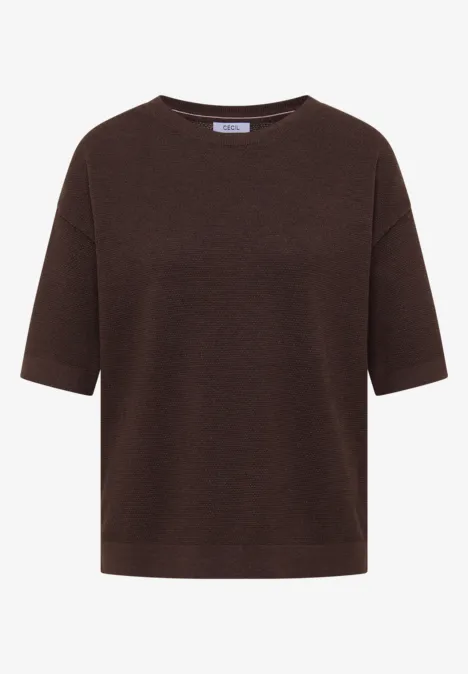 Pull à manches courtes structuré macchiato brown melange