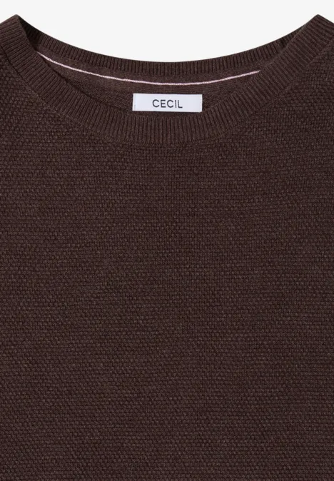 Pull à manches courtes structuré macchiato brown melange