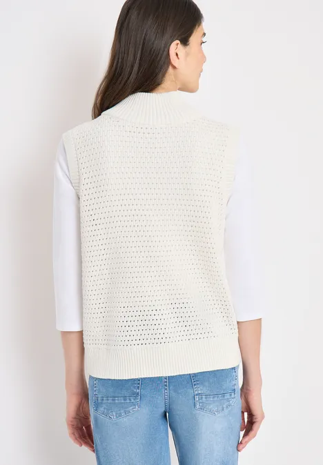 Pullunder im Crochet-Look mit Zipper raw sand beige