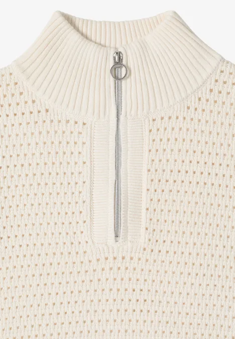 Pullunder im Crochet-Look mit Zipper raw sand beige