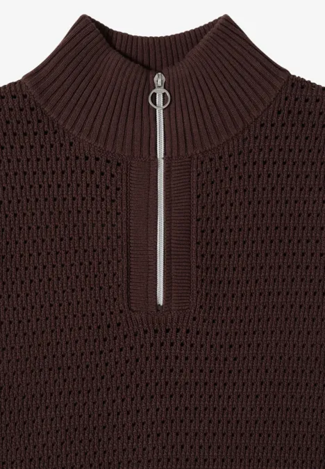 Pullunder im Crochet-Look mit Zipper macchiato brown