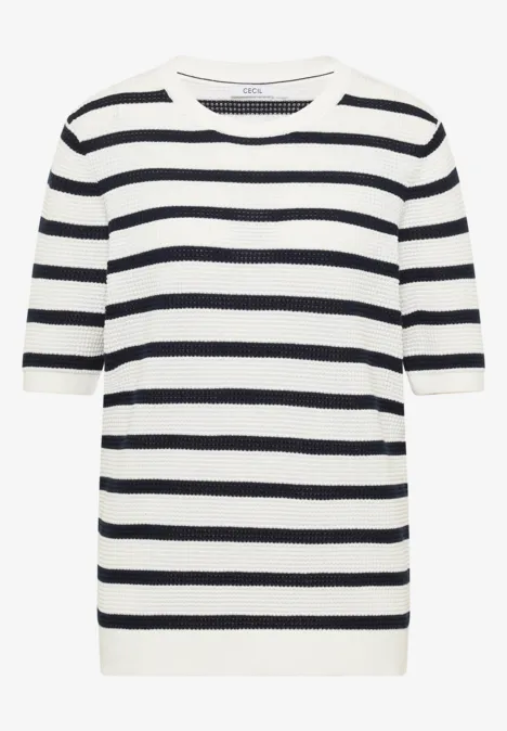 Kurzarm Pullover mit Struktur und Streifen universal blue Kurzarm Pullover mit Struktur und Streifen universal blue