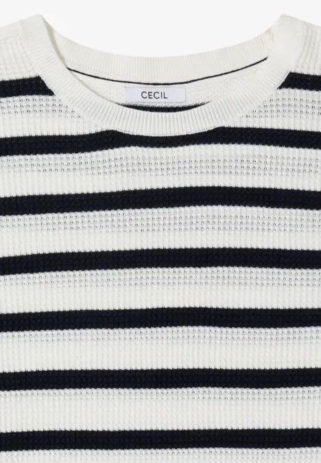 Kurzarm Pullover mit Struktur und Streifen universal blue Kurzarm Pullover mit Struktur und Streifen universal blue