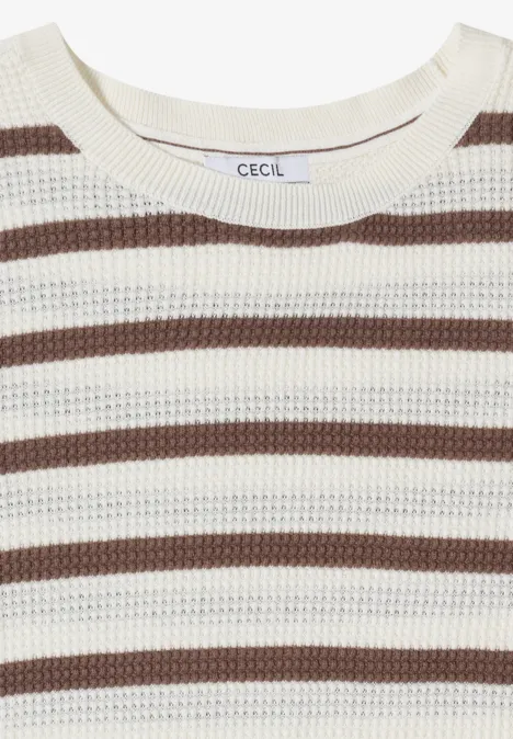 Kurzarm Pullover mit Struktur und Streifen urban taupe