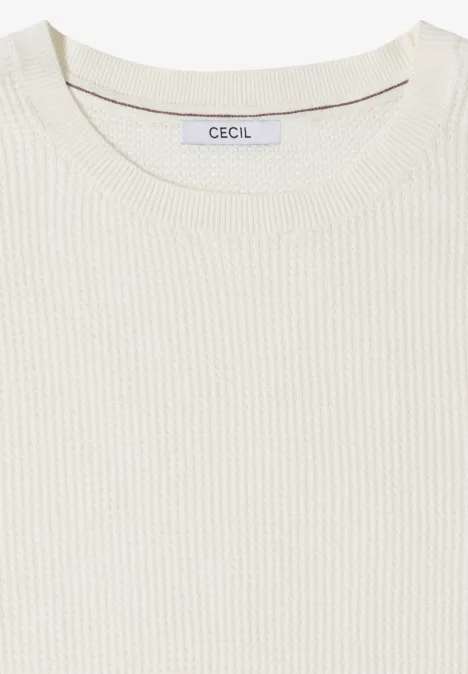 Pull à manches courtes structuré raw sand beige