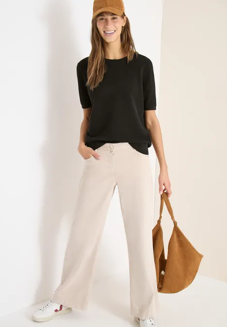 Pull à manches courtes structuré raw khaki