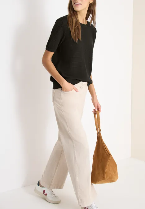 Pull à manches courtes structuré raw khaki