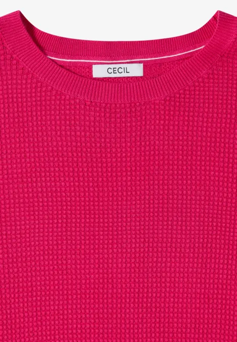 Pull à manches courtes structuré beetroot pink