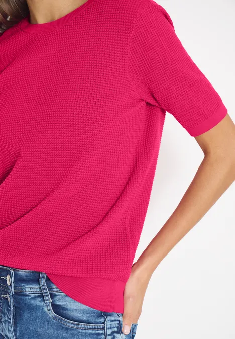 Pull à manches courtes structuré beetroot pink
