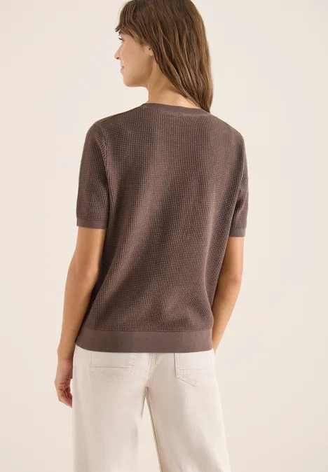 Pull à manches courtes structuré urban taupe