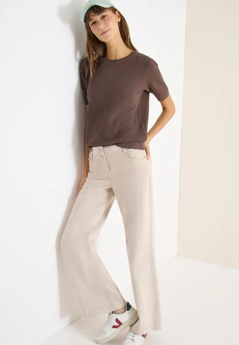 Pull à manches courtes structuré urban taupe