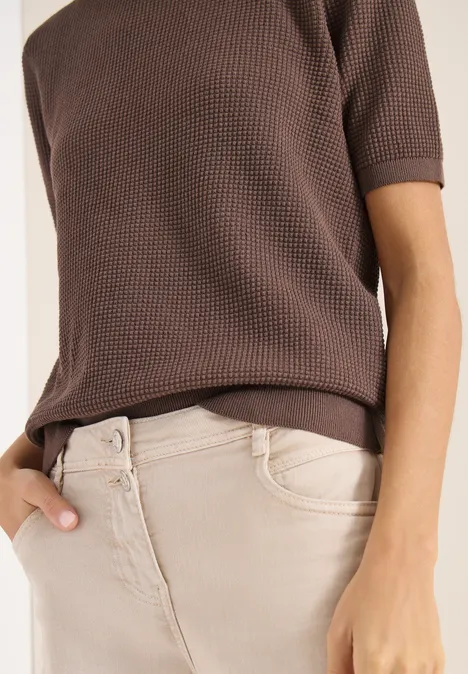 Pull à manches courtes structuré urban taupe