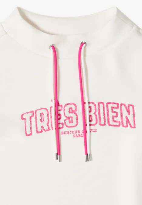 Langarm Sweatshirt mit Wording Artwork vanilla white