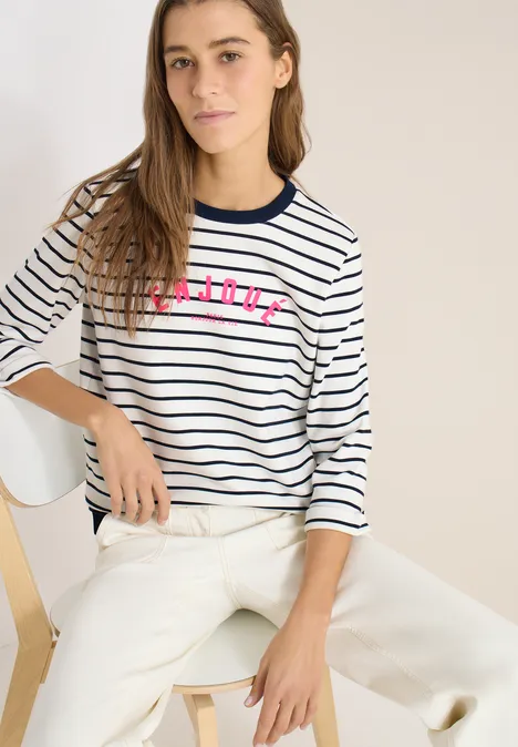 3/4-Arm Sweatshirt mit Streifenmuster universal blue