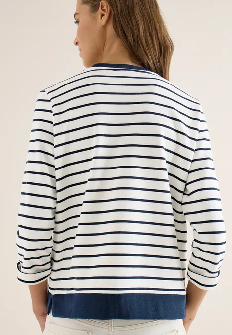 3/4-Arm Sweatshirt mit Streifenmuster universal blue