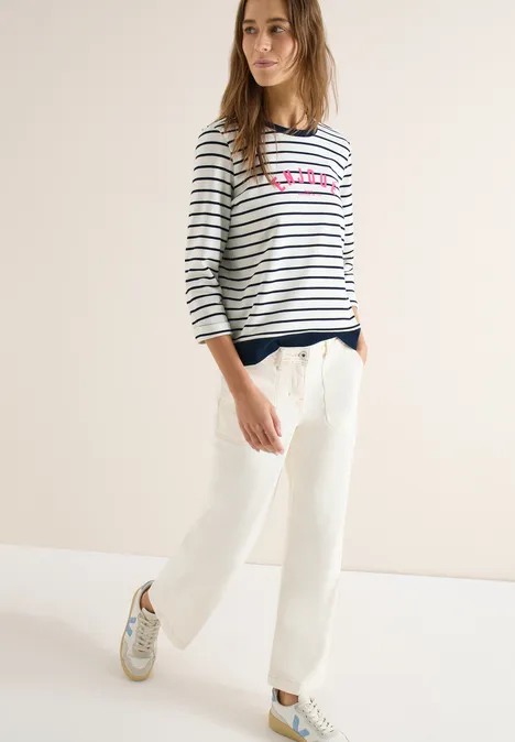 3/4-Arm Sweatshirt mit Streifenmuster universal blue