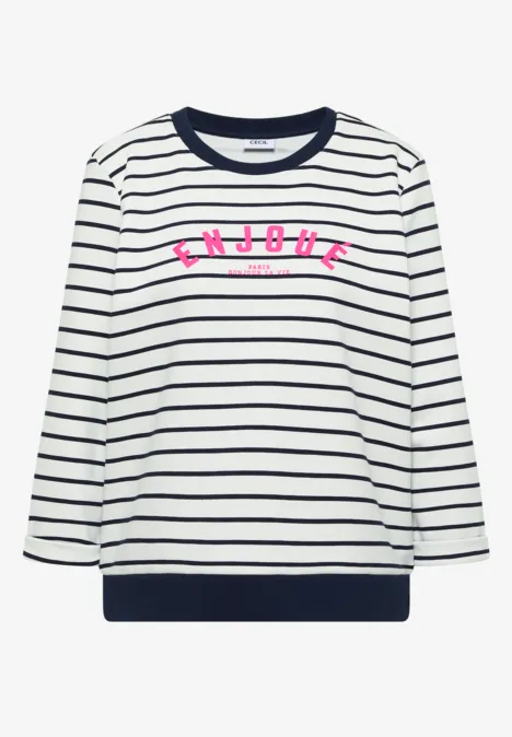 3/4-Arm Sweatshirt mit Streifenmuster universal blue