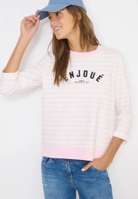 3/4-Arm Sweatshirt mit Streifenmuster light blush rose