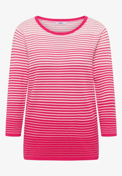 Pullover mit Rundhals und Streifen beetroot pink