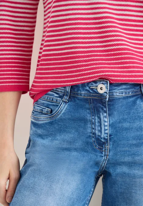 Pullover mit Rundhals und Streifen beetroot pink