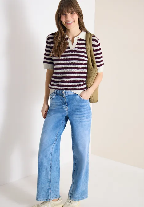 Kurzarm Poloshirt in Mesh-Qualität sweet grape red