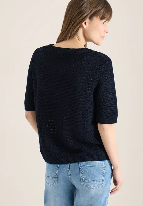 Kurzarm Pullover mit Struktur universal blue