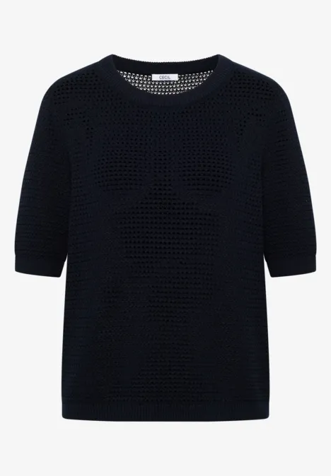 Kurzarm Pullover mit Struktur universal blue