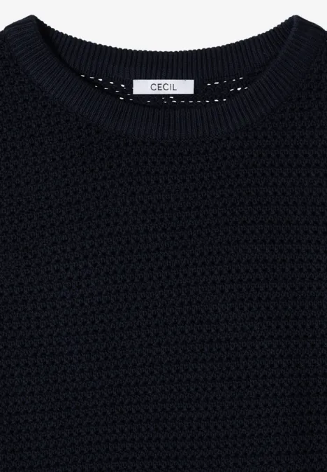 Kurzarm Pullover mit Struktur universal blue