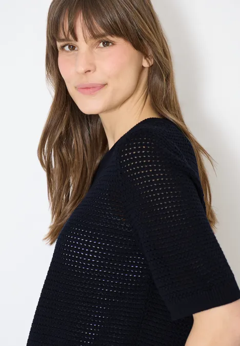 Kurzarm Pullover mit Struktur universal blue