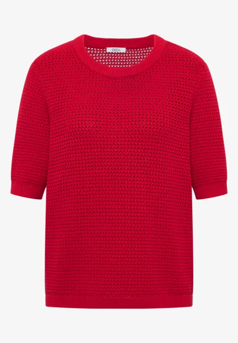 Trui met korte mouwen en structuur glazed apple red