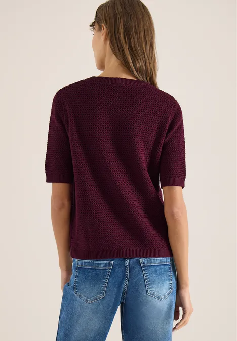 Kurzarm Pullover mit Struktur sweet grape red