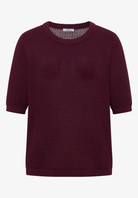 Kurzarm Pullover mit Struktur sweet grape red