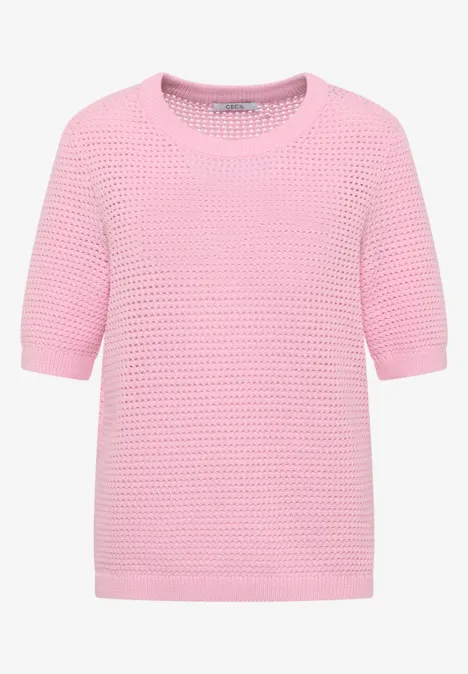 Kurzarm Pullover mit Struktur light blush rose