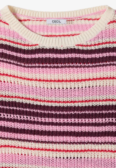 Kurzarm Pullover aus Bändchengarn sweet grape red