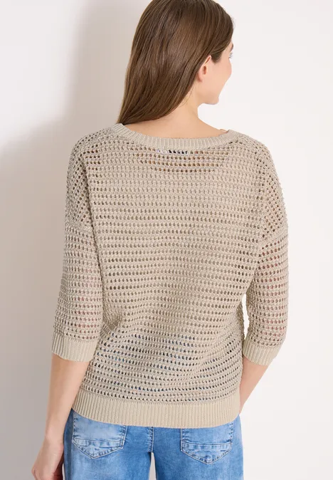 Pullover mit V-Neck und Garnmix pearl beige Pullover mit V-Neck und Garnmix pearl beige