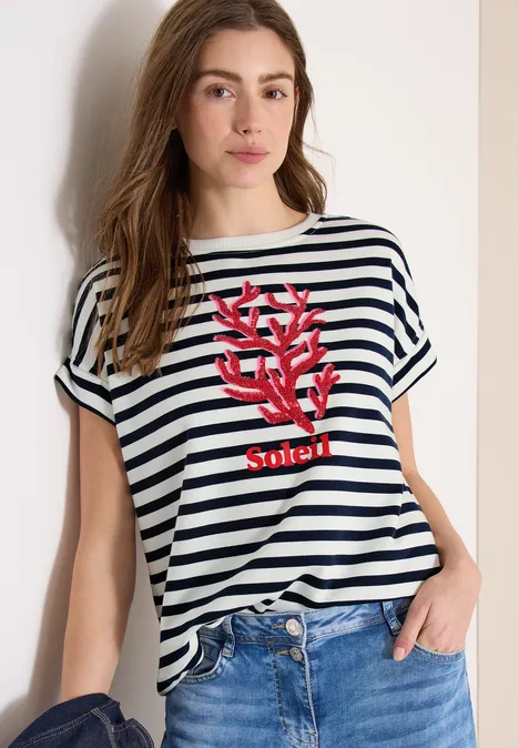 Kurzarm Sweatshirt mit breiten Streifen universal blue Kurzarm Sweatshirt mit breiten Streifen universal blue