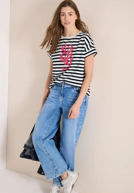 Kurzarm Sweatshirt mit breiten Streifen universal blue Kurzarm Sweatshirt mit breiten Streifen universal blue