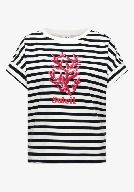 Kurzarm Sweatshirt mit breiten Streifen universal blue