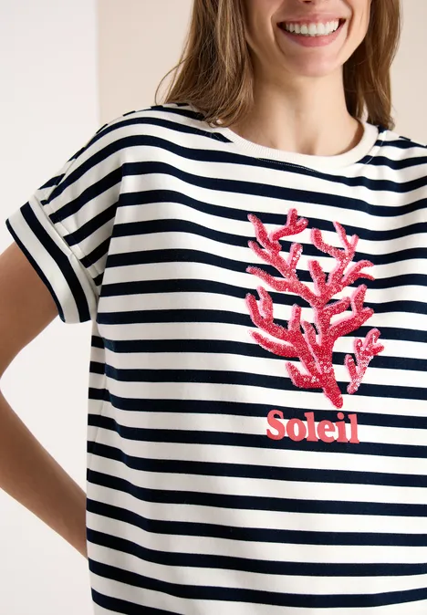 Kurzarm Sweatshirt mit breiten Streifen universal blue Kurzarm Sweatshirt mit breiten Streifen universal blue