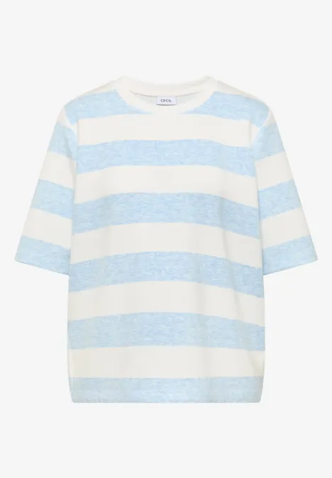 Kurzarm Sweatshirt mit Streifen light sky blue Kurzarm Sweatshirt mit Streifen light sky blue