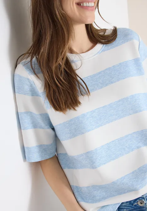 Kurzarm Sweatshirt mit Streifen light sky blue Kurzarm Sweatshirt mit Streifen light sky blue
