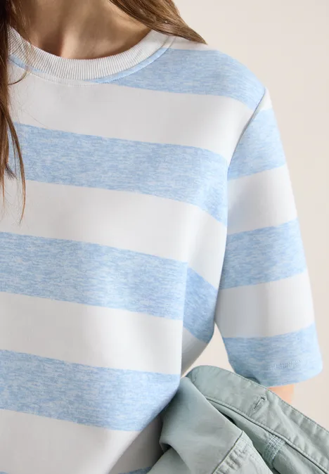 Kurzarm Sweatshirt mit Streifen light sky blue Kurzarm Sweatshirt mit Streifen light sky blue