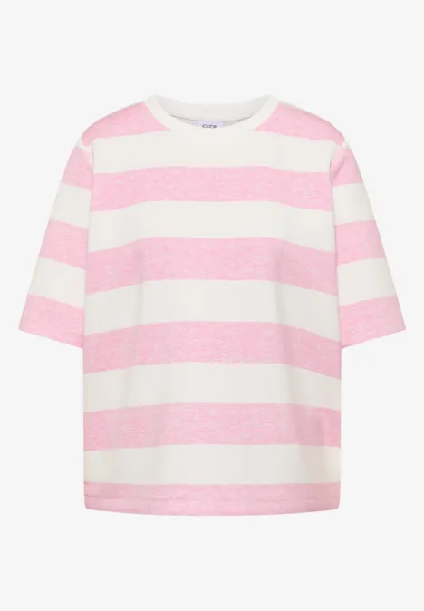 Kurzarm Sweatshirt mit Streifen light blush rose Kurzarm Sweatshirt mit Streifen light blush rose
