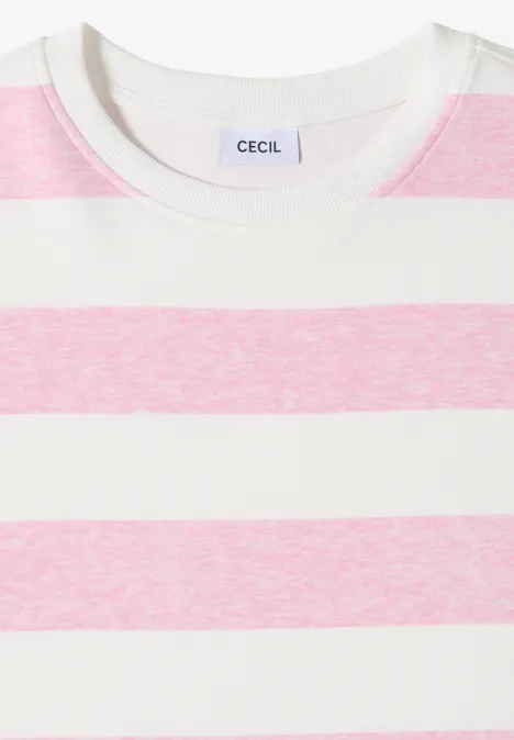 Kurzarm Sweatshirt mit Streifen light blush rose Kurzarm Sweatshirt mit Streifen light blush rose